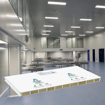 comprar Painel de parede de sanduíche de sala limpa modular e painel caminhável para oficina farmacêutica de alimentos Sala limpa 50mm Rockwool online manufacture
